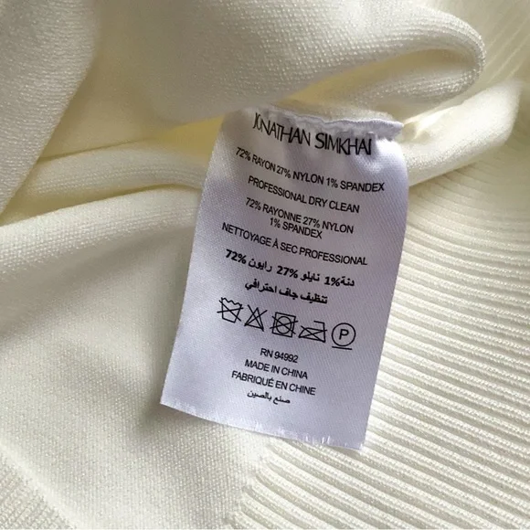 Jonathan Simkhai NWT Geneva Compact Ribbed Pearl Long Sleeve Ivory Top Size XS - Picture 10 of 10